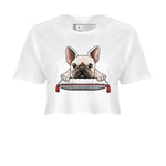 Air Jordan 7 White Infrared shirt to match jordans French Bulldog sneaker tees White Infrared 7s SNRT Sneaker Release Tees White 2 Crop T-Shirt