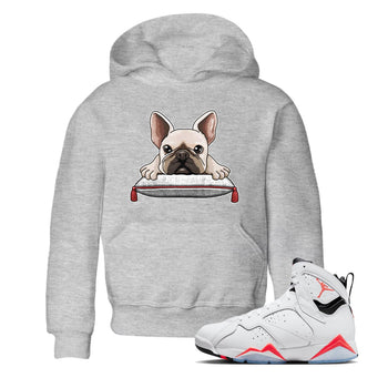 Air Jordan 7 White Infrared shirt to match jordans French Bulldog sneaker tees White Infrared 7s SNRT Sneaker Release Tees Baby Toddler Heather Grey 1 T-Shirt