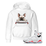 Air Jordan 7 White Infrared shirt to match jordans French Bulldog sneaker tees White Infrared 7s SNRT Sneaker Release Tees Baby Toddler White 1 T-Shirt
