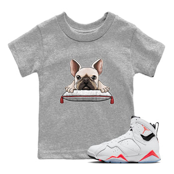 Air Jordan 7 White Infrared shirt to match jordans French Bulldog sneaker tees White Infrared 7s SNRT Sneaker Release Tees Baby Toddler Heather Grey 1 T-Shirt