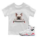 Air Jordan 7 White Infrared shirt to match jordans French Bulldog sneaker tees White Infrared 7s SNRT Sneaker Release Tees Baby Toddler White 1 T-Shirt