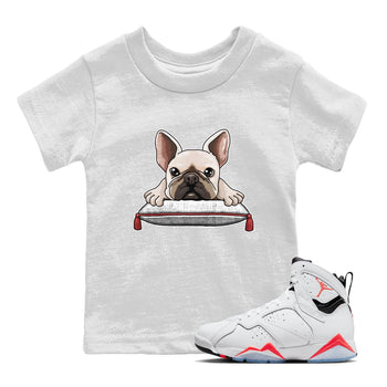 Air Jordan 7 White Infrared shirt to match jordans French Bulldog sneaker tees White Infrared 7s SNRT Sneaker Release Tees Baby Toddler White 1 T-Shirt