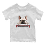 Air Jordan 7 White Infrared shirt to match jordans French Bulldog sneaker tees White Infrared 7s SNRT Sneaker Release Tees Baby Toddler White 2 T-Shirt