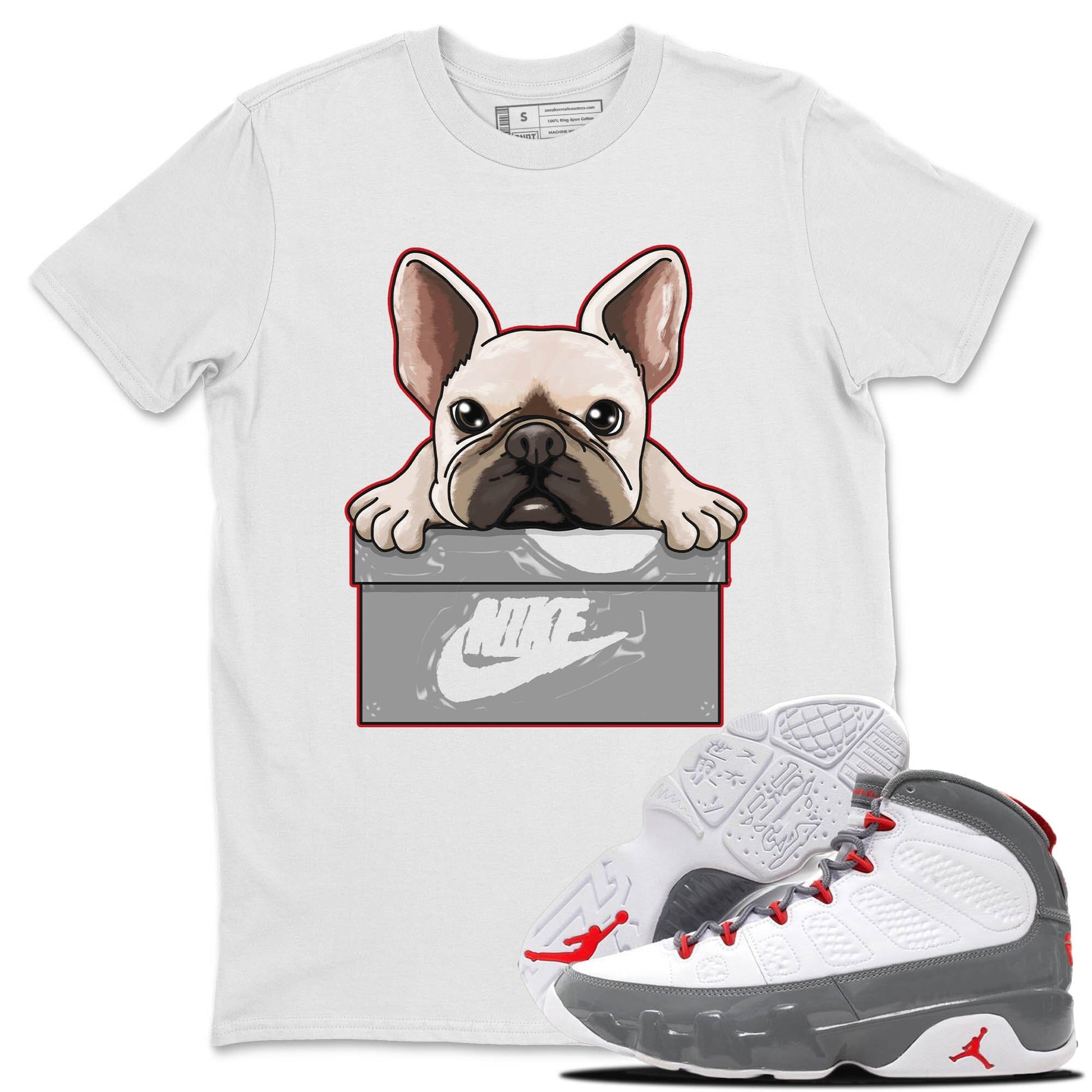 Jordan 9 Fire Red Sneaker Match Tees French Bulldog Sneaker Tees Jordan 9 Fire Red Sneaker Release Tees Unisex Shirts