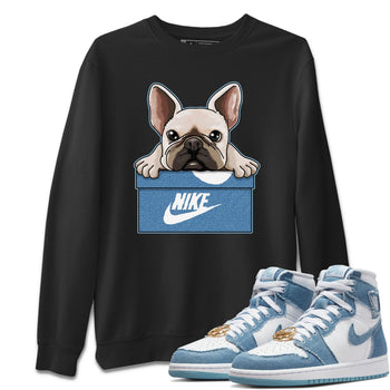 Jordan 1 Denim Sneaker Match Tees French Bulldog Sneaker Tees Jordan 1 Denim Sneaker Release Tees Unisex Shirts