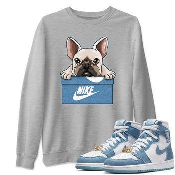 Jordan 1 Denim Sneaker Match Tees French Bulldog Sneaker Tees Jordan 1 Denim Sneaker Release Tees Unisex Shirts