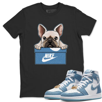 Jordan 1 Denim Sneaker Match Tees French Bulldog Sneaker Tees Jordan 1 Denim Sneaker Release Tees Unisex Shirts