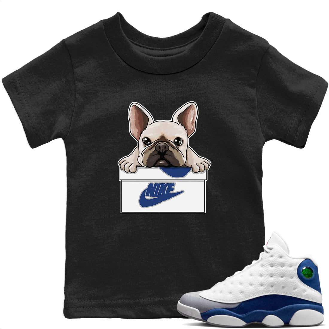 Jordan 13 French Blue Sneaker Match Tees French Bulldog Sneaker Tees Jordan 13 French Blue Sneaker Release Tees Kids Shirts