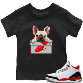 Jordan 3 Fire Red Sneaker Match Tees French Bulldog Sneaker Tees Jordan 3 Fire Red Sneaker Release Tees Kids Shirts