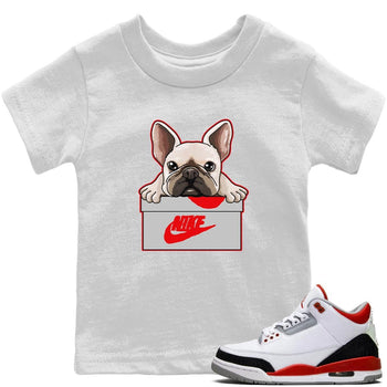 Jordan 3 Fire Red Sneaker Match Tees French Bulldog Sneaker Tees Jordan 3 Fire Red Sneaker Release Tees Kids Shirts