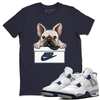 Jordan 4 Midnight Navy Sneaker Match Tees French Bulldog Sneaker Tees Jordan 4 Midnight Navy Sneaker Release Tees Unisex Shirts