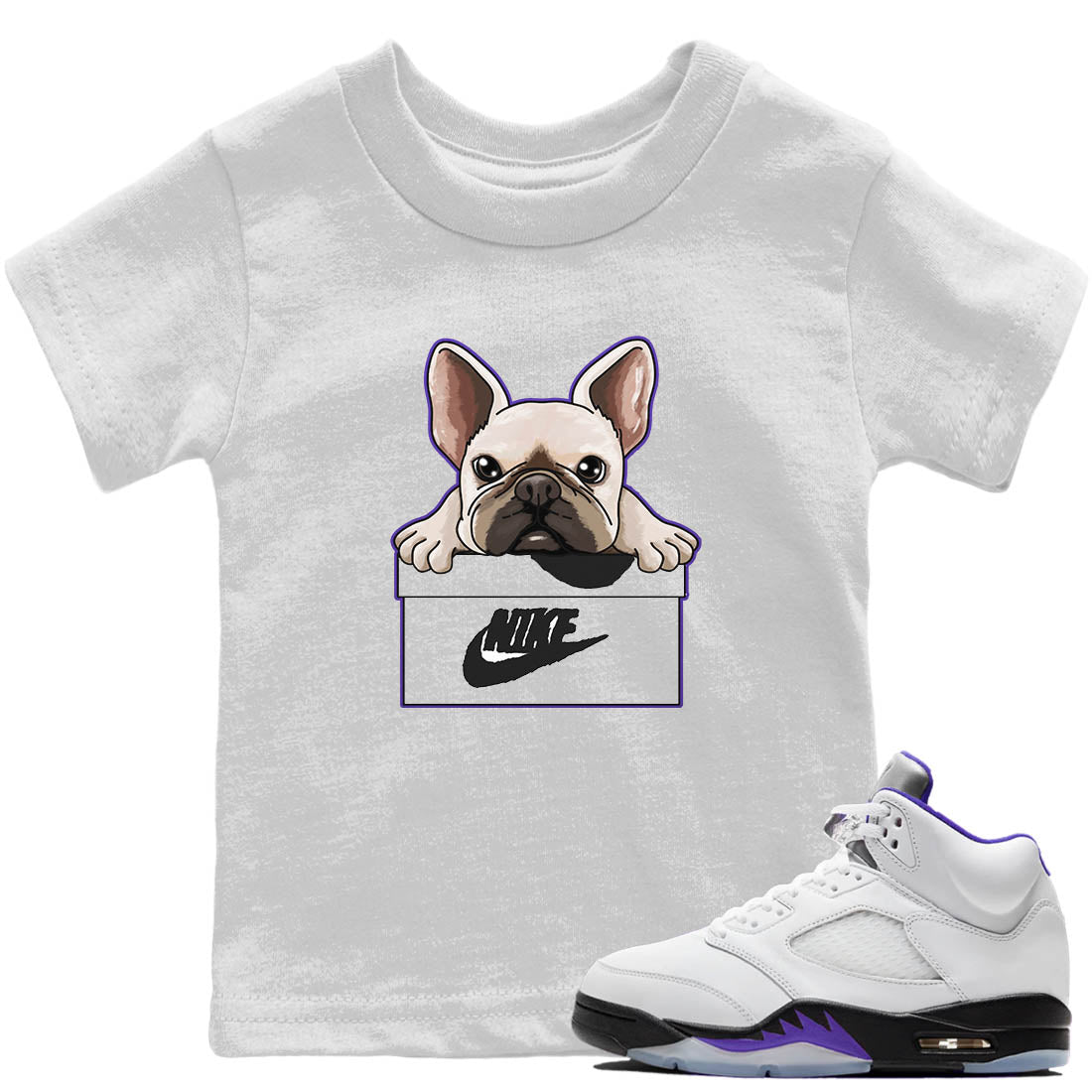 Jordan 5 Concord Sneaker Match Tees French Bulldog Sneaker Tees Jordan 5 Concord Sneaker Release Tees Kids Shirts