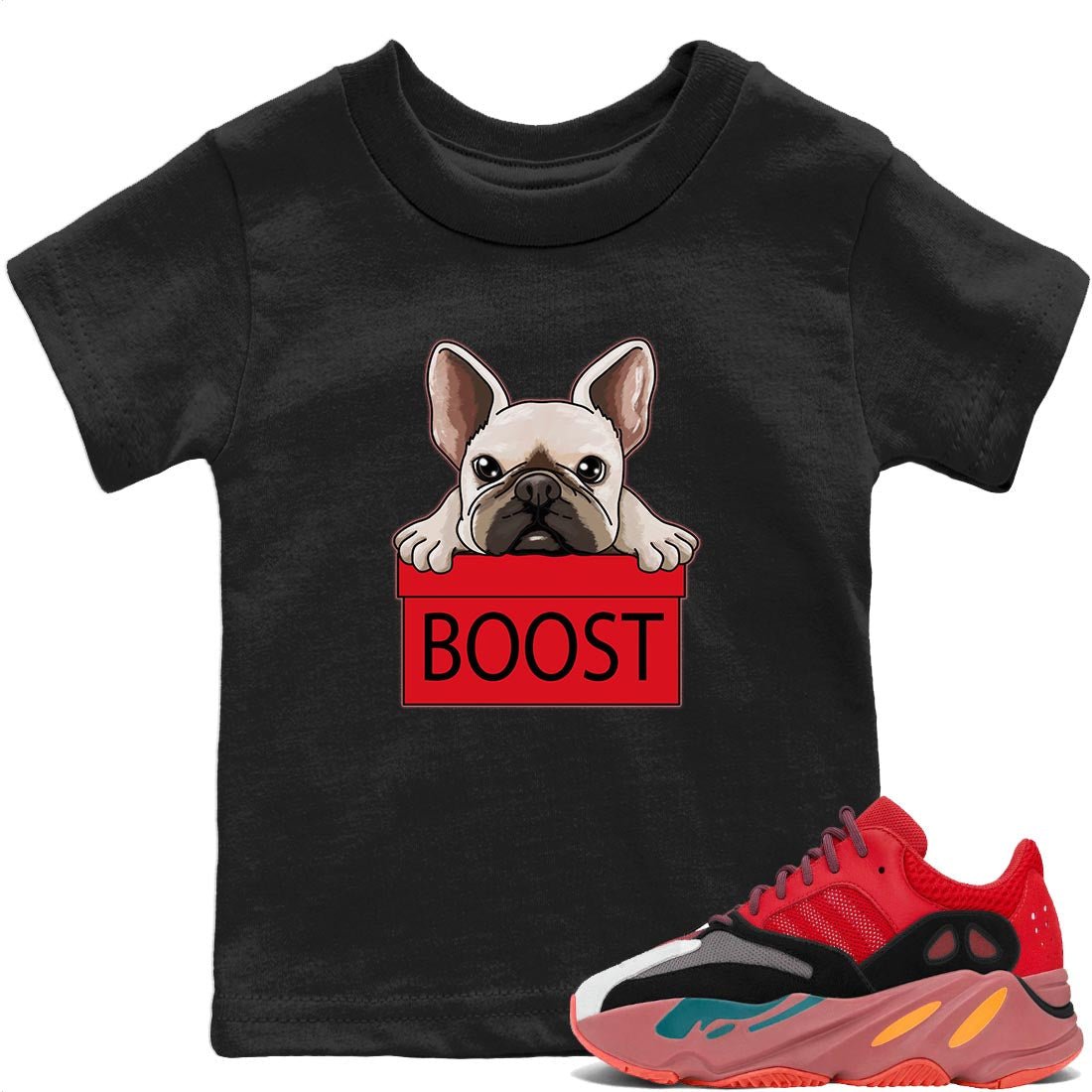 Yeezy 700 Hi-Res Red Sneaker Match Tees French Bulldog Sneaker Tees Yeezy 700 Hi-Res Red Sneaker Release Tees Kids Shirts