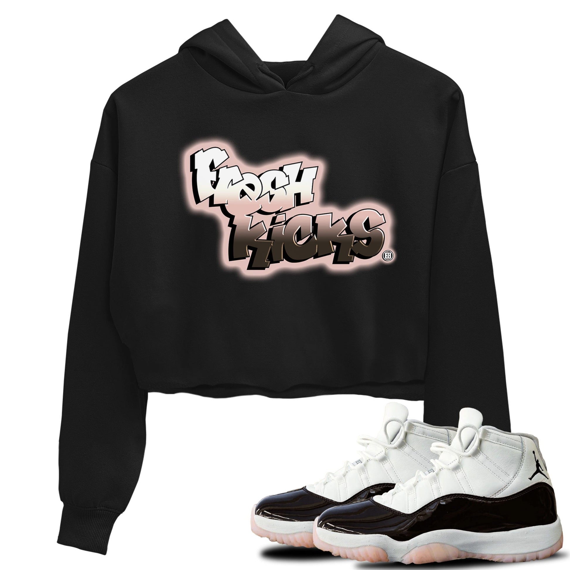 11s Neapolitan sneaker shirt to match jordans Fresh Kicks sneaker tees Air Jordan 11 Neapolitan SNRT Sneaker Tees Sneaker Matching Clothing Brand Black 1 Crop T-Shirt