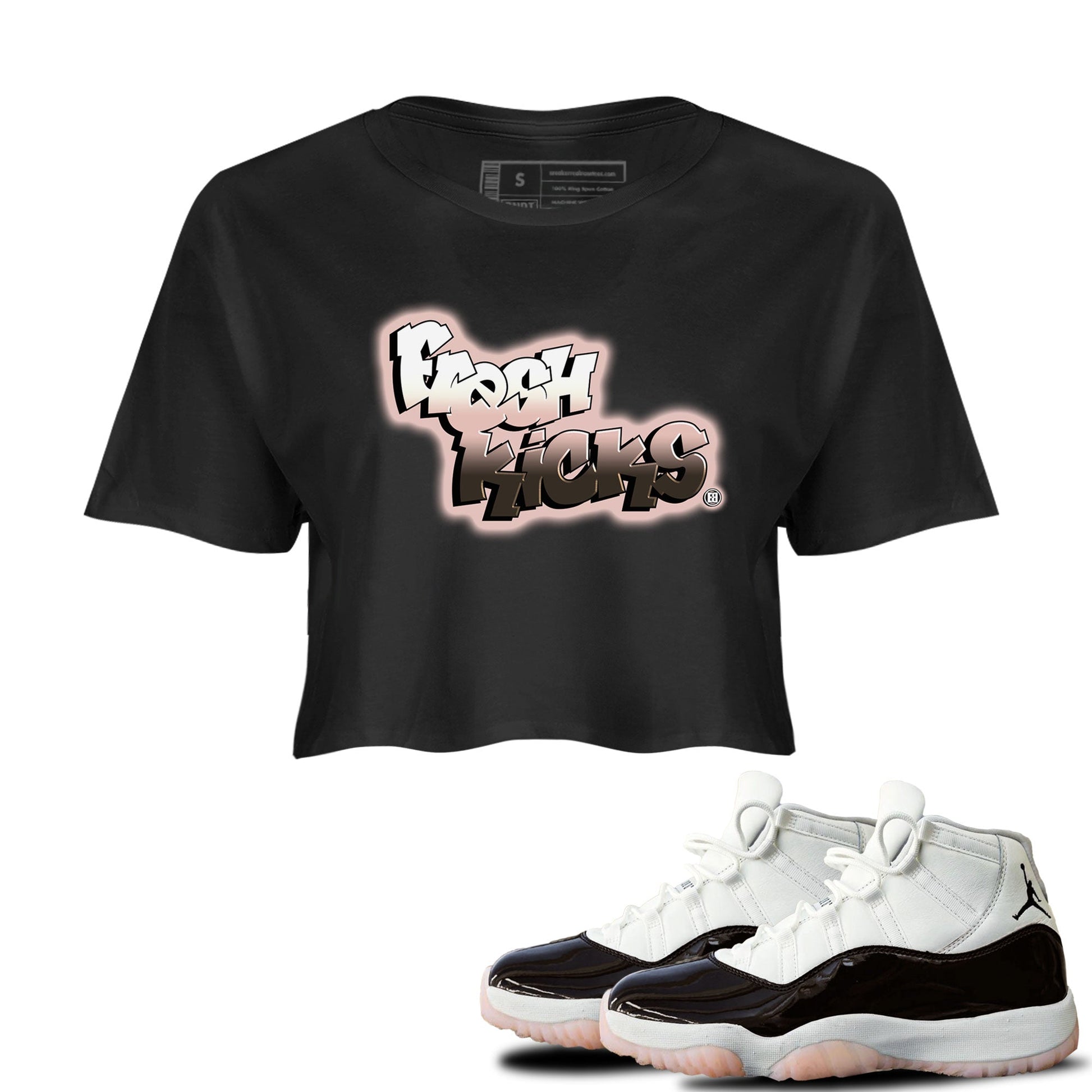11s Neapolitan sneaker shirt to match jordans Fresh Kicks sneaker tees Air Jordan 11 Neapolitan SNRT Sneaker Tees Sneaker Matching Clothing Brand Black 1 Crop T-Shirt