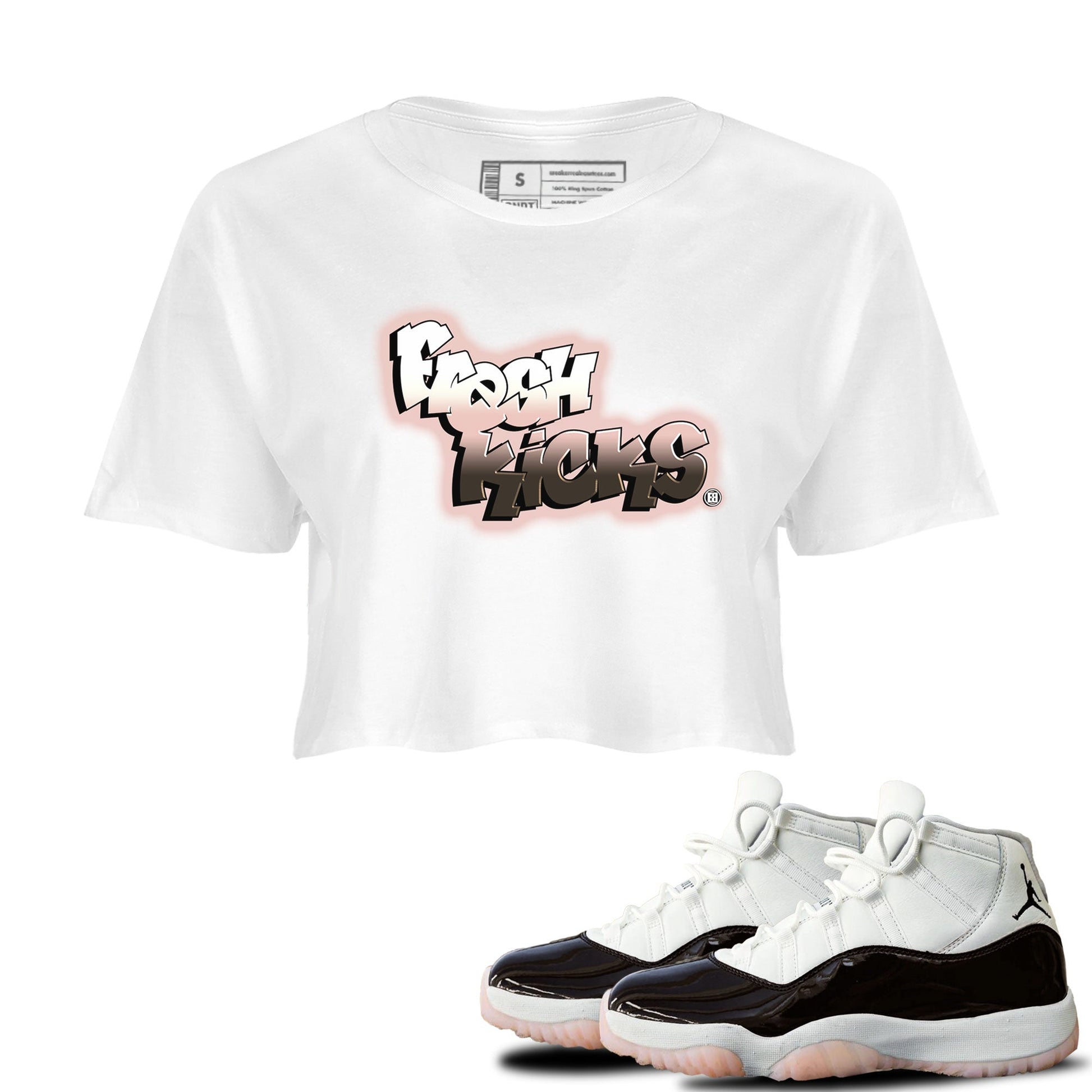 11s Neapolitan sneaker shirt to match jordans Fresh Kicks sneaker tees Air Jordan 11 Neapolitan SNRT Sneaker Tees Sneaker Matching Clothing Brand White 1 Crop T-Shirt