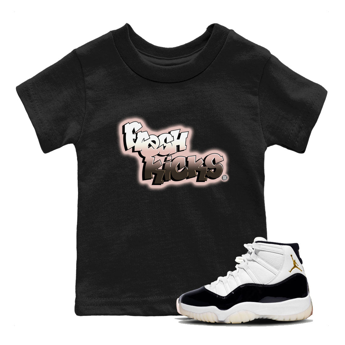 11s Neapolitan sneaker shirt to match jordans Fresh Kicks sneaker tees Air Jordan 11 Neapolitan SNRT Sneaker Tees Sneaker Matching Clothing Brand Baby Toddler Black 1 T-Shirt