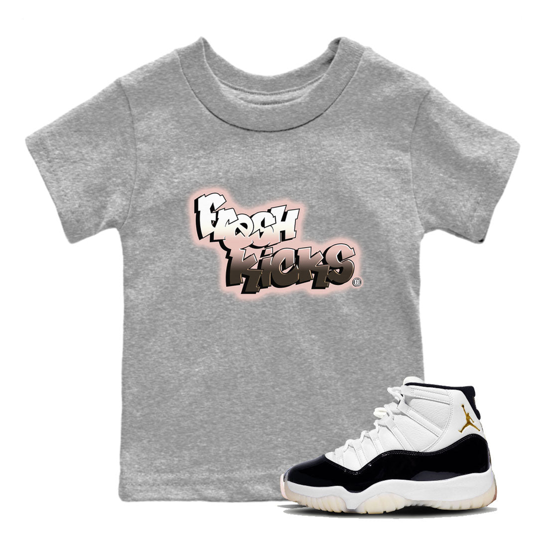 11s Neapolitan sneaker shirt to match jordans Fresh Kicks sneaker tees Air Jordan 11 Neapolitan SNRT Sneaker Tees Sneaker Matching Clothing Brand Baby Toddler Heather Grey 1 T-Shirt
