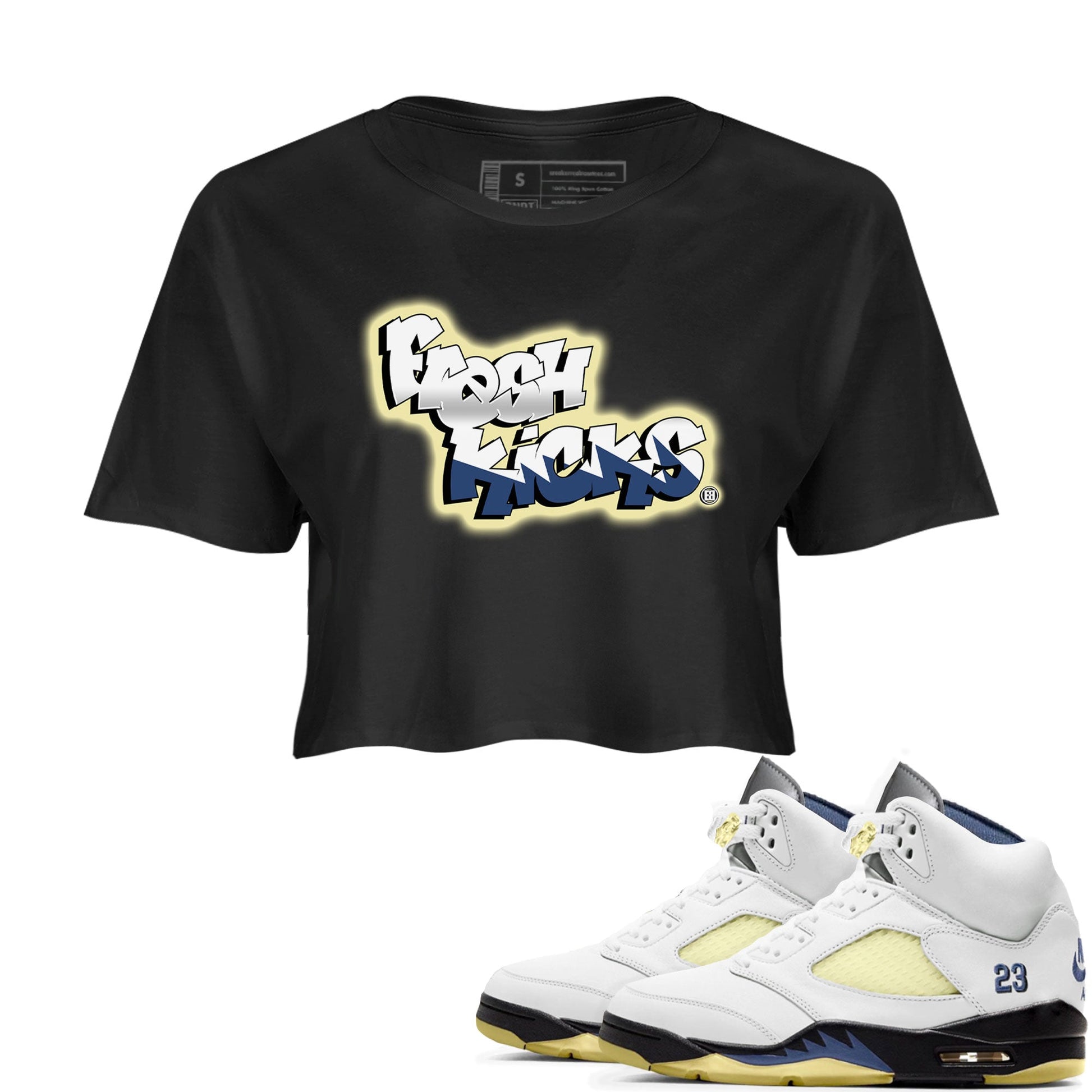 Air Jordan 5 A Ma Maniere x Photon Dust shirt to match jordans Fresh Kicks sneaker tees Air Jordan 5 x A Ma Maniere "Dawn" SNRT Sneaker Tees Sneaker Matching Clothing Brand Black 1 Crop T-Shirt