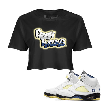 Air Jordan 5 A Ma Maniere x Photon Dust shirt to match jordans Fresh Kicks sneaker tees Air Jordan 5 x A Ma Maniere "Dawn" SNRT Sneaker Tees Sneaker Matching Clothing Brand Black 1 Crop T-Shirt