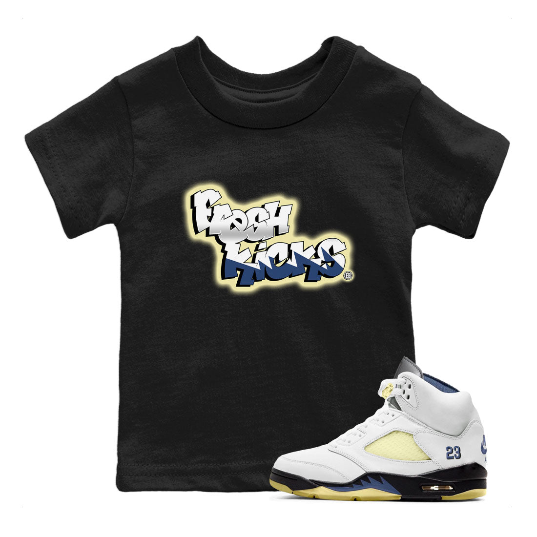 Air Jordan 5 A Ma Maniere x Photon Dust shirt to match jordans Fresh Kicks sneaker tees Air Jordan 5 x A Ma Maniere "Dawn" SNRT Sneaker Tees Sneaker Matching Clothing Brand Baby Toddler Black 1 T-Shirt