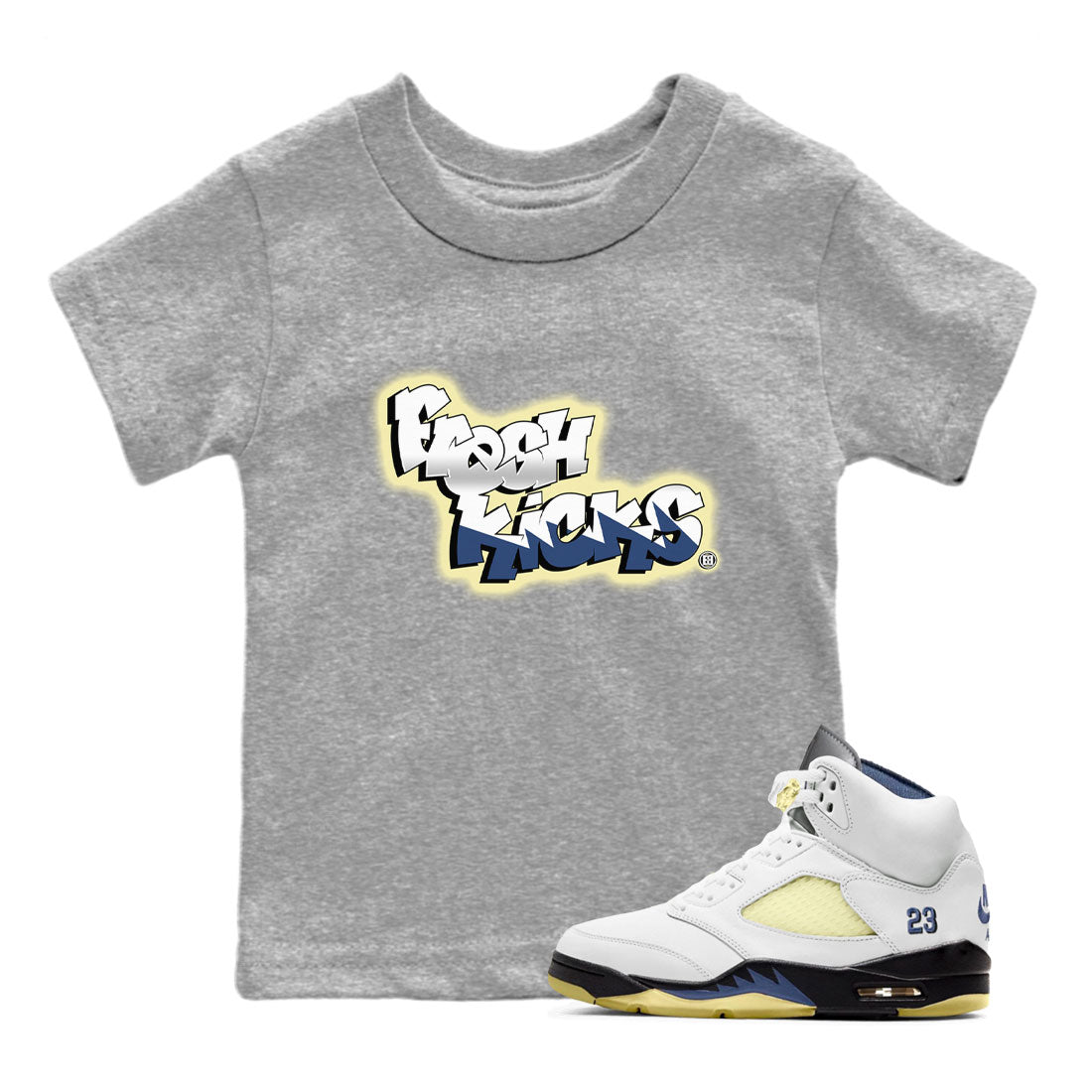 Air Jordan 5 A Ma Maniere x Photon Dust shirt to match jordans Fresh Kicks sneaker tees Air Jordan 5 x A Ma Maniere "Dawn" SNRT Sneaker Tees Sneaker Matching Clothing Brand Baby Toddler Heather Grey 1 T-Shirt