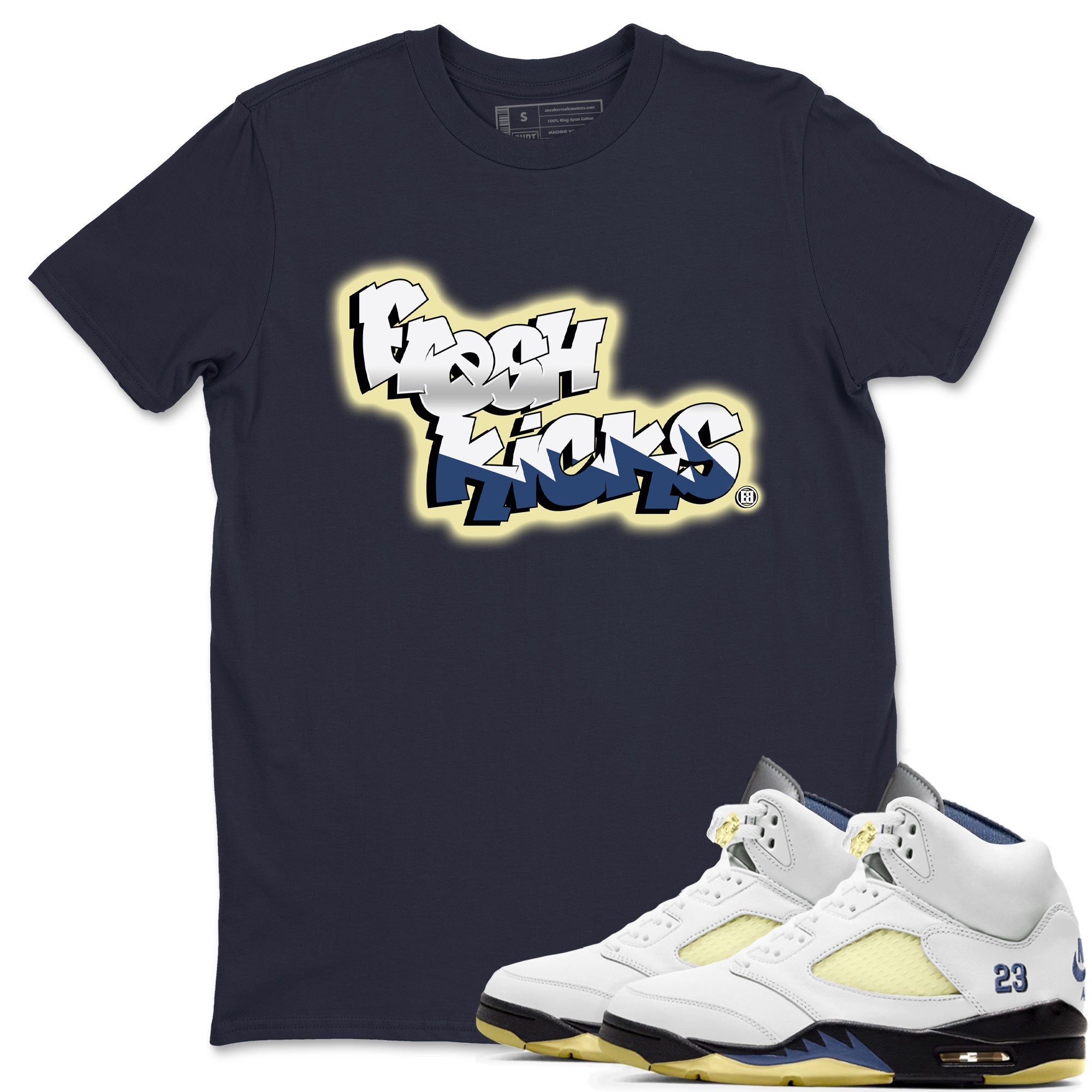 Air Jordan 5 A Ma Maniere x Photon Dust shirt to match jordans Fresh Kicks sneaker tees Air Jordan 5 x A Ma Maniere "Dawn" SNRT Sneaker Tees Sneaker Matching Clothing Brand Unisex Sneaker Tee Navy 1 T-Shirt