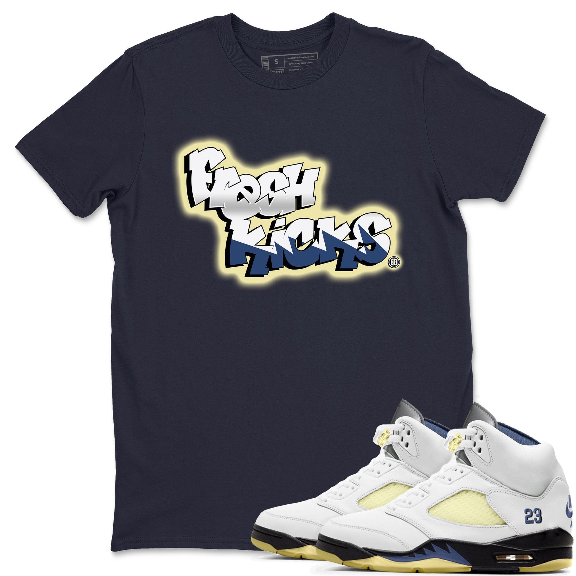 Air Jordan 5 A Ma Maniere x Photon Dust shirt to match jordans Fresh Kicks sneaker tees Air Jordan 5 x A Ma Maniere "Dawn" SNRT Sneaker Tees Sneaker Matching Clothing Brand Unisex Sneaker Tee Navy 1 T-Shirt