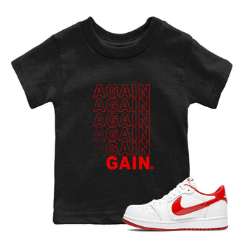 Air Jordan 1 University Red shirt to match jordans Gain Again sneaker tees Jordan 1 Low University Red SNRT Sneaker Release Tees Baby Toddler Black 1 T-Shirt