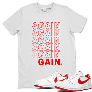 Air Jordan 1 University Red shirt to match jordans Gain Again sneaker tees Jordan 1 Low University Red SNRT Sneaker Release Tees Crew Neck Casual Unisex White 1 T-Shirt