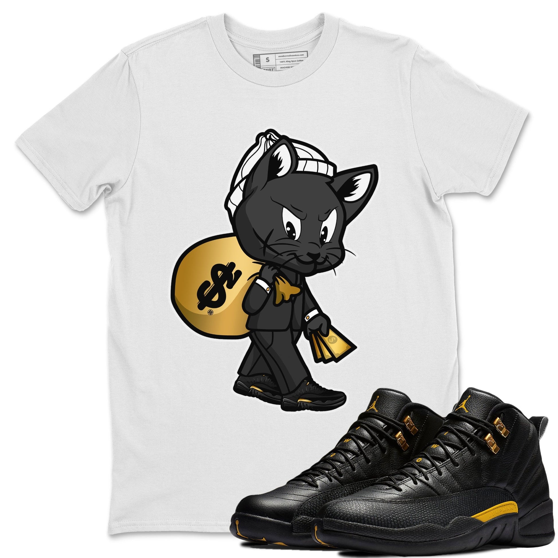 Jordan 12 Black Taxi Sneaker Match Tees Gangster Cat Sneaker Tees Jordan 12 Black Taxi Sneaker Release Tees Unisex Shirts