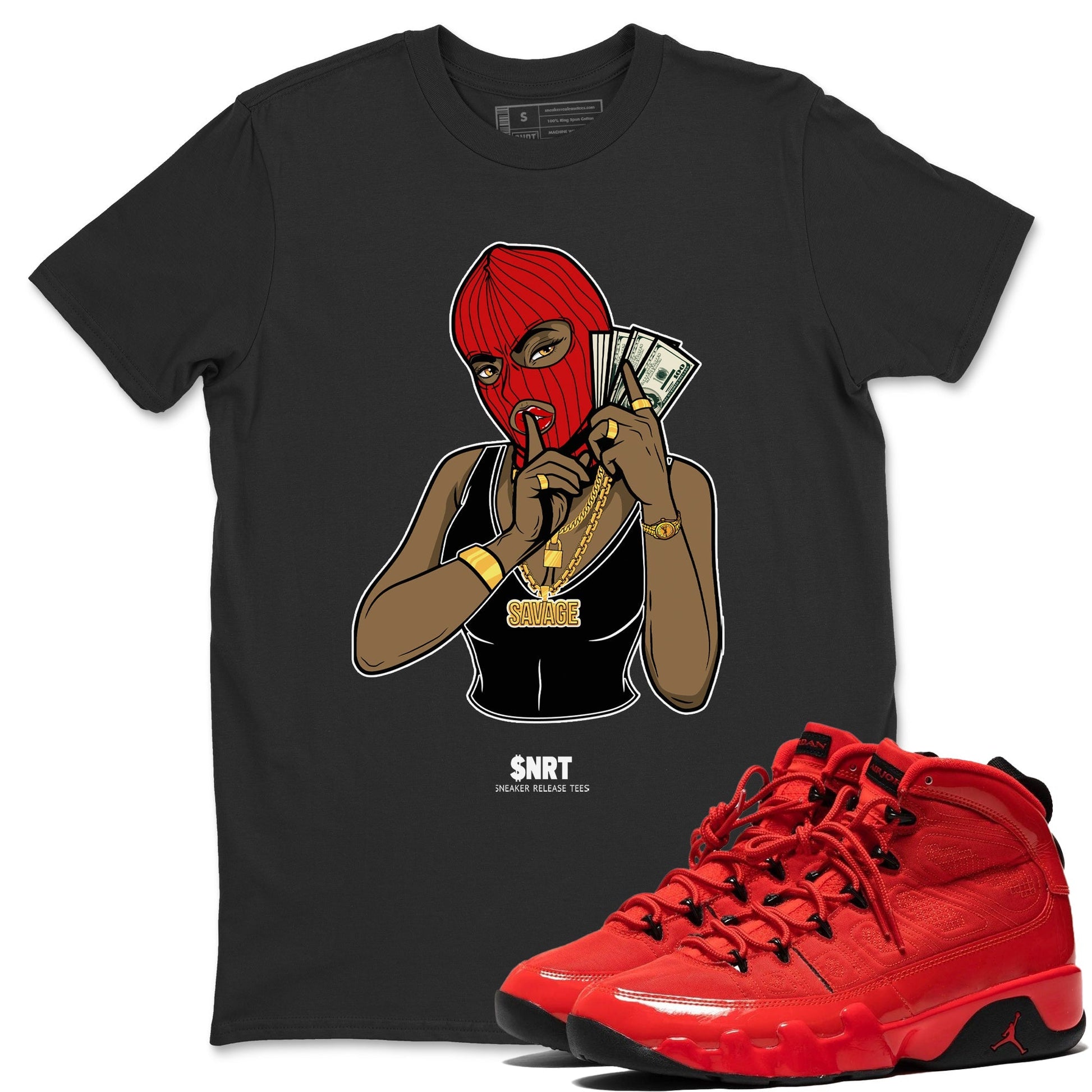 Jordan 9 Chile Red Sneaker Match Tees Gangster Women Sneaker Tees Jordan 9 Chile Red Sneaker Release Tees Unisex Shirts