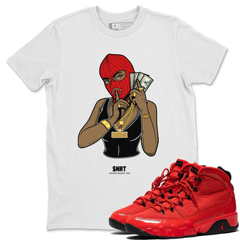 Jordan 9 Chile Red Sneaker Match Tees Gangster Women Sneaker Tees Jordan 9 Chile Red Sneaker Release Tees Unisex Shirts