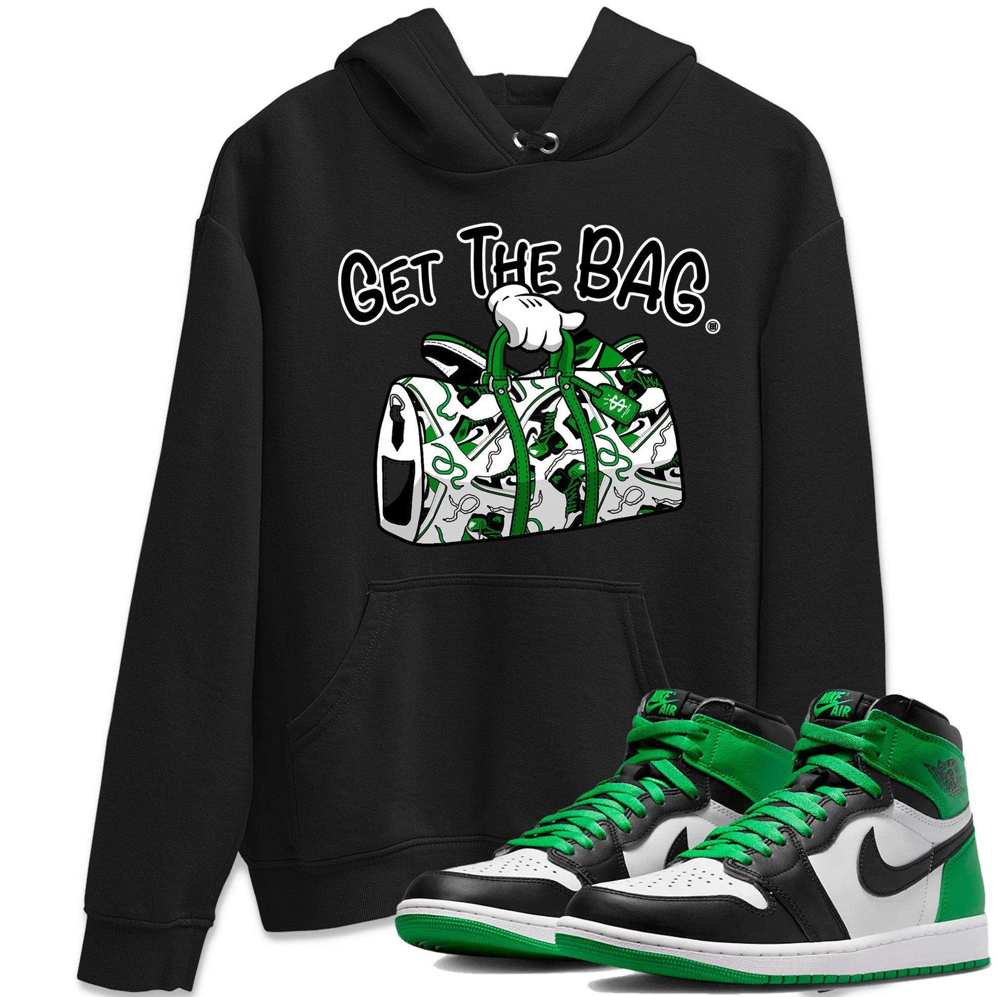 Air Jordan 1 Celtics Sneaker Match Tees Get The Bag Sneaker Tees Air Jordan 1 Retro Celtics Sneaker Release Tees Unisex Shirts Black 1