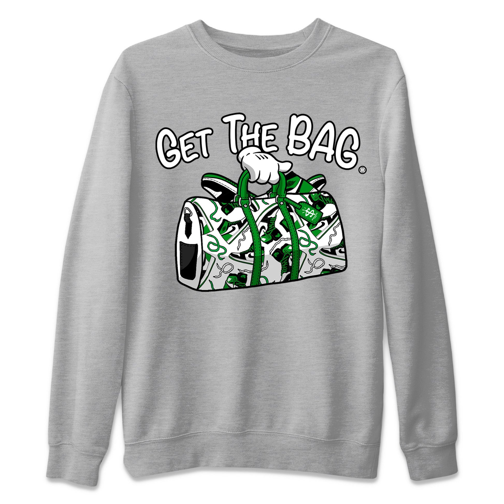 Air Jordan 1 Celtics Sneaker Match Tees Get The Bag Sneaker Tees Air Jordan 1 Retro Celtics Sneaker Release Tees Unisex Shirts Heather Grey 2