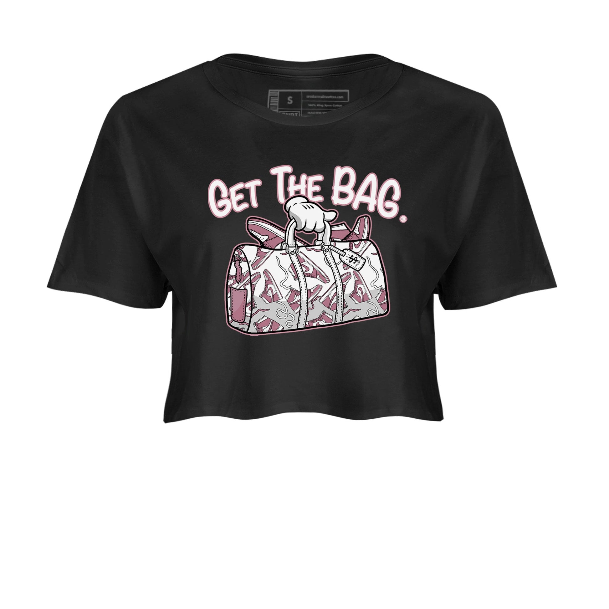 Air Jordan 1 Mauve shirt to match jordans Get The Bag sneaker tees AJ1 High OG Mauve SNRT Sneaker Release Tees Crew Neck T-ShirtBlack 2 Crop T-Shirt