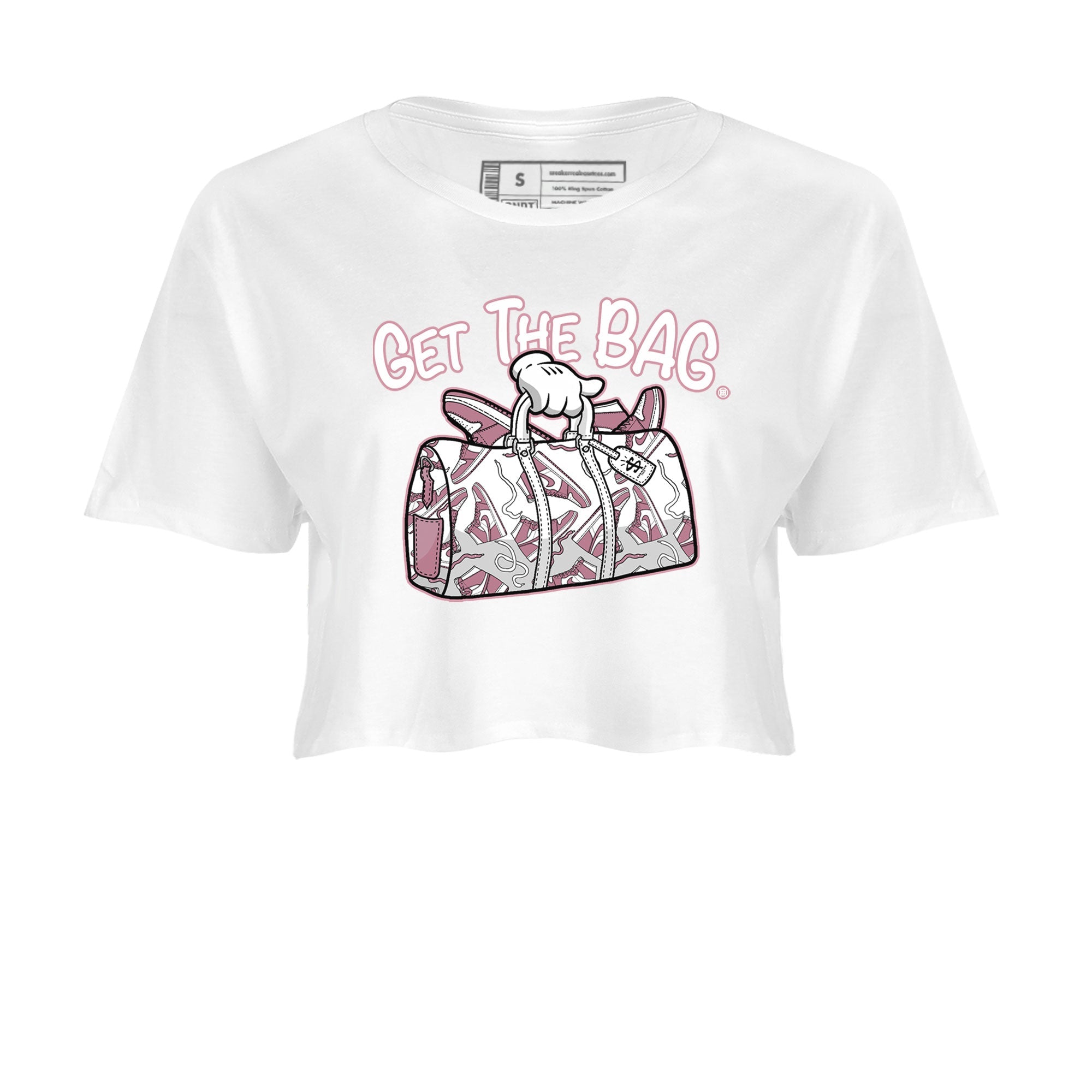 Air Jordan 1 Mauve shirt to match jordans Get The Bag sneaker tees AJ1 High OG Mauve SNRT Sneaker Release Tees Crew Neck T-ShirtWhite 2 Crop T-Shirt