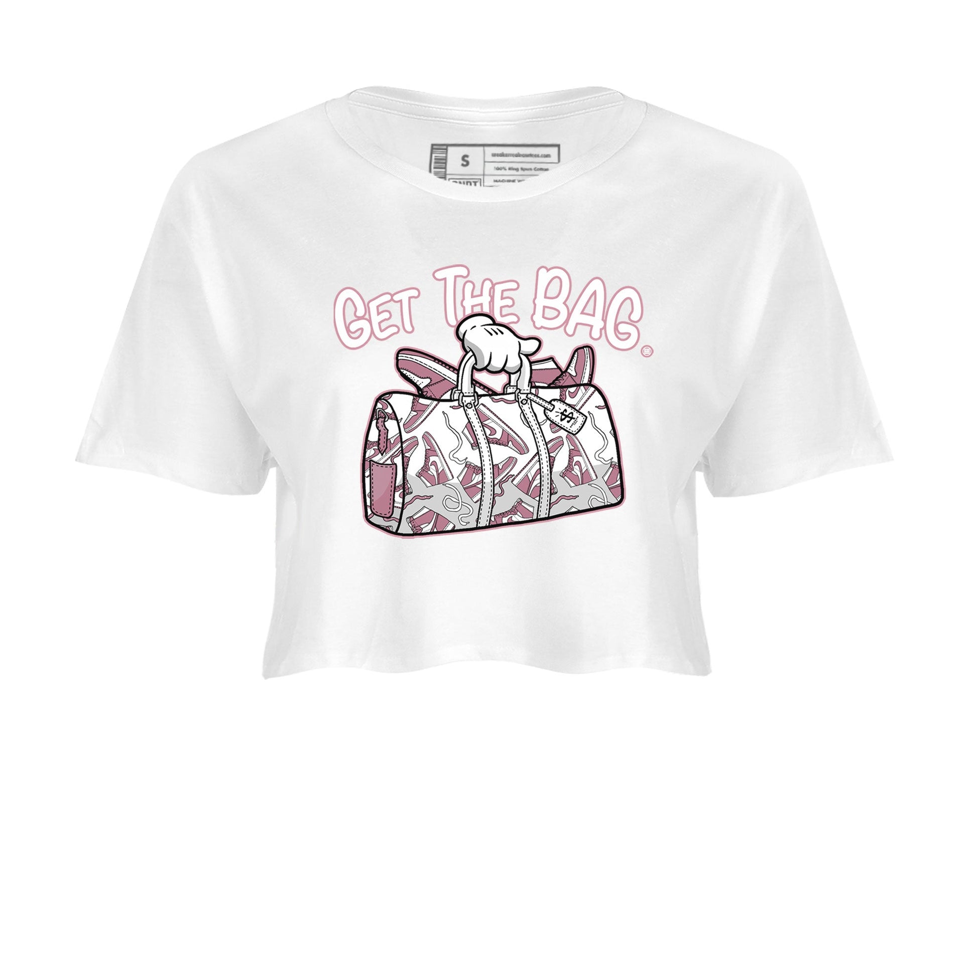 Air Jordan 1 Mauve shirt to match jordans Get The Bag sneaker tees AJ1 High OG Mauve SNRT Sneaker Release Tees Crew Neck T-ShirtWhite 2 Crop T-Shirt