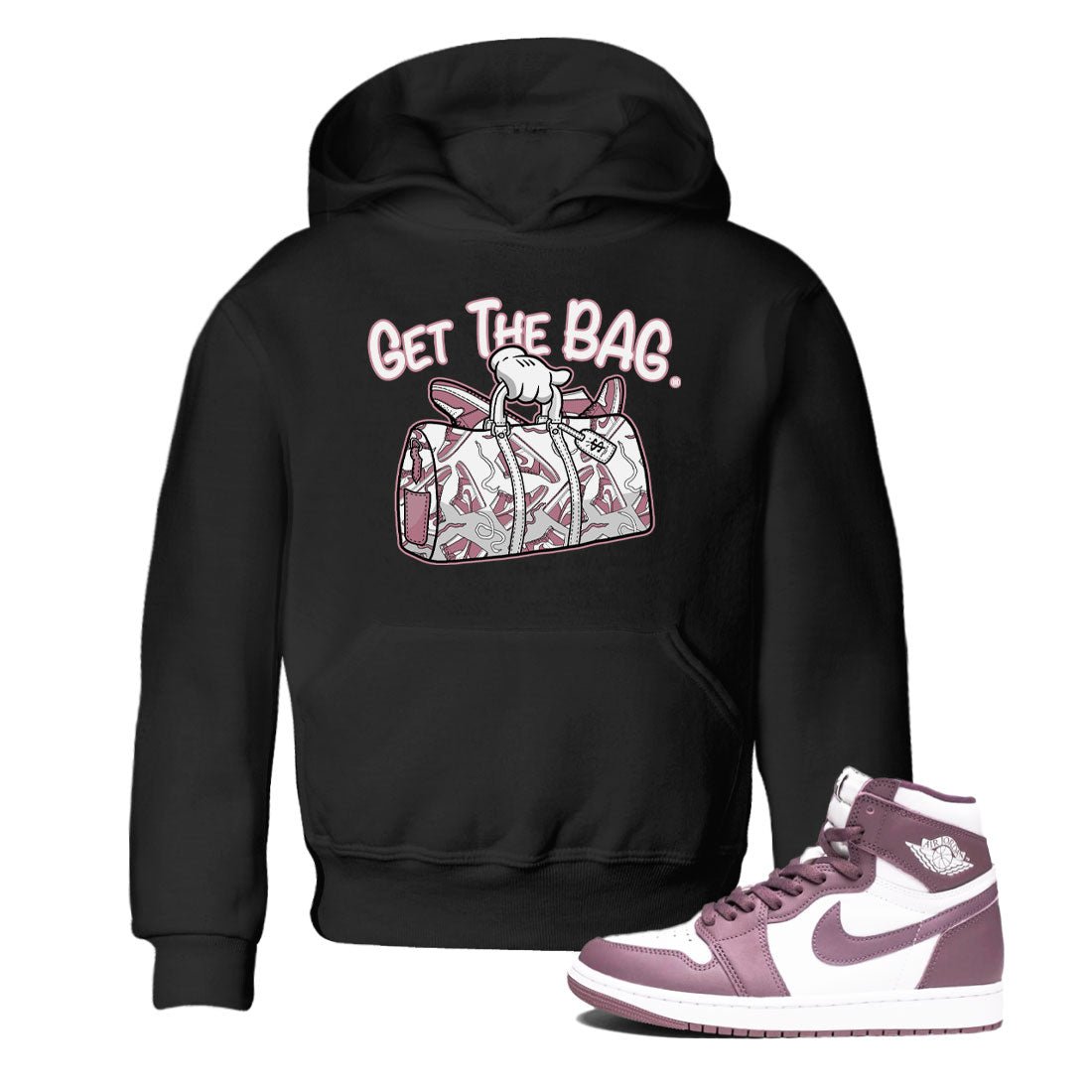 Air Jordan 1 Mauve shirt to match jordans Get The Bag sneaker tees AJ1 High OG Mauve SNRT Sneaker Release Tees Crew Neck T-ShirtBaby Toddler Black 1 T-Shirt