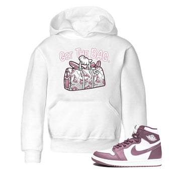Air Jordan 1 Mauve shirt to match jordans Get The Bag sneaker tees AJ1 High OG Mauve SNRT Sneaker Release Tees Crew Neck T-ShirtBaby Toddler White 1 T-Shirt