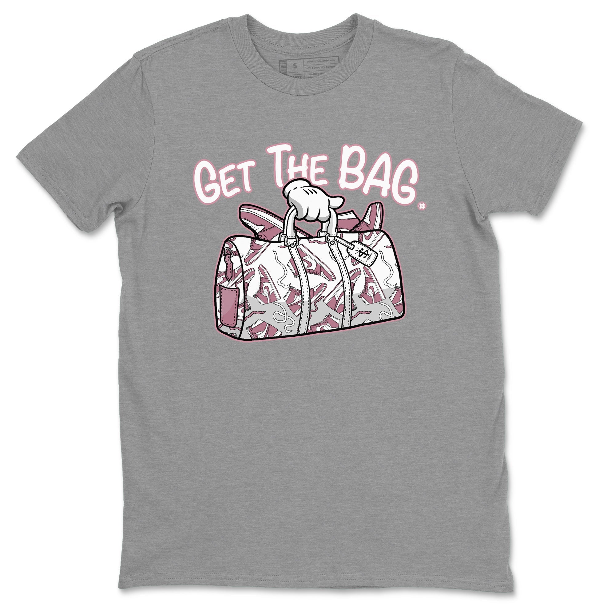 Air Jordan 1 Mauve shirt to match jordans Get The Bag sneaker tees AJ1 High OG Mauve SNRT Sneaker Release Tees Crew Neck T-ShirtUnisex Heather Grey 2 T-Shirt