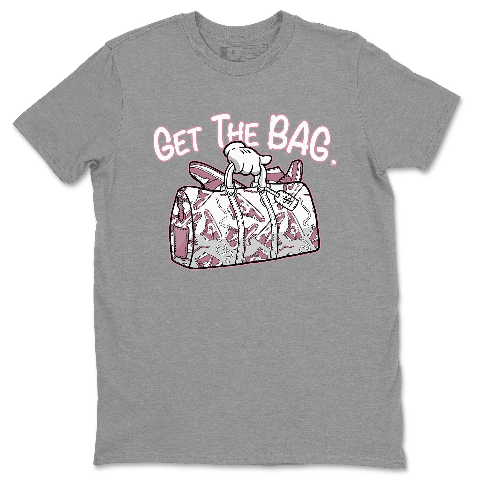 Air Jordan 1 Mauve shirt to match jordans Get The Bag sneaker tees AJ1 High OG Mauve SNRT Sneaker Release Tees Crew Neck T-ShirtUnisex Heather Grey 2 T-Shirt
