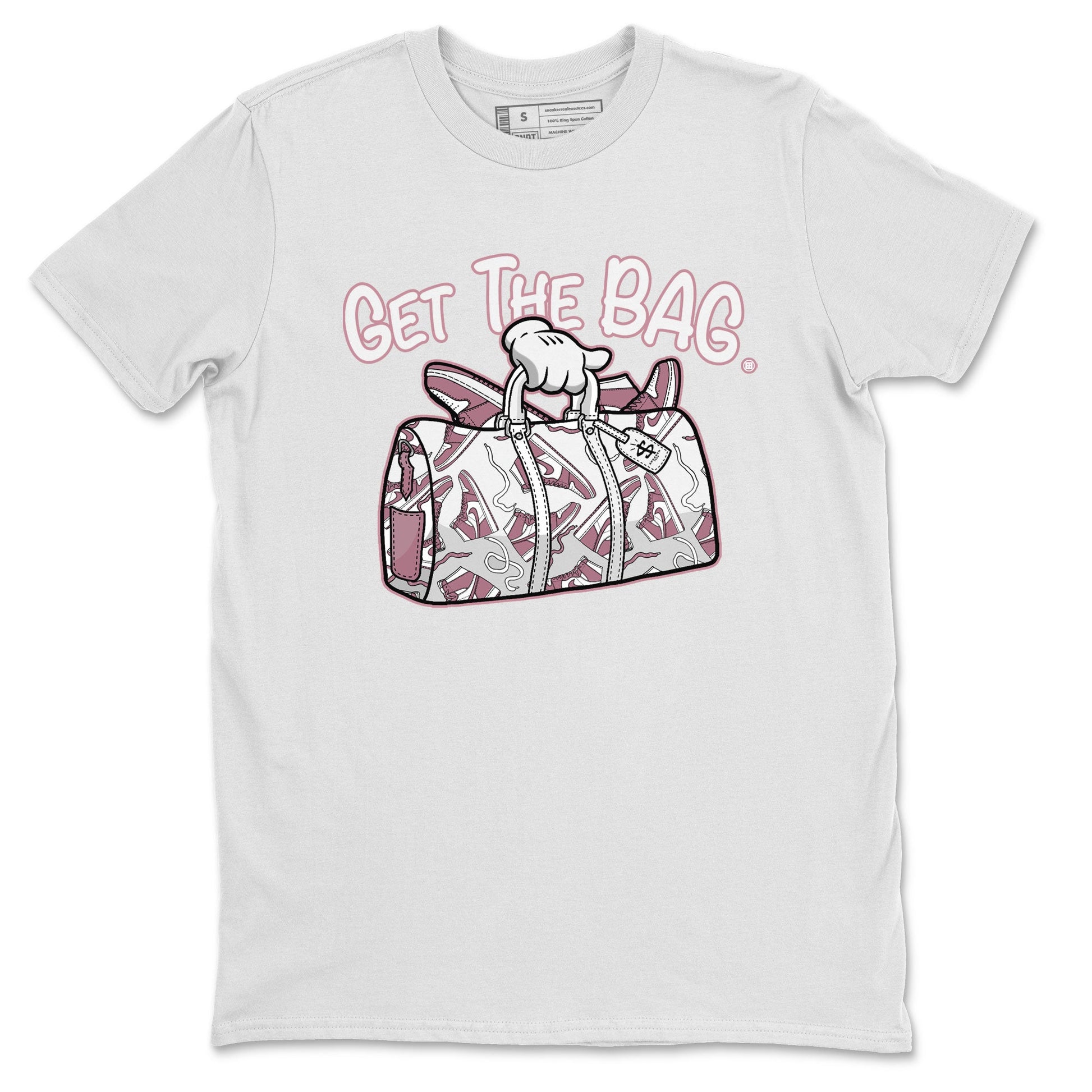 Air Jordan 1 Mauve shirt to match jordans Get The Bag sneaker tees AJ1 High OG Mauve SNRT Sneaker Release Tees Crew Neck T-ShirtUnisex White 2 T-Shirt