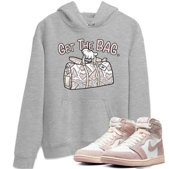 Air Jordan 1 Washed Pink Sneaker Match Tees Get The Bag Sneaker Tees Air Jordan 1 High OG WMNS Washed Pink Tees Unisex Shirts Heather Grey 1
