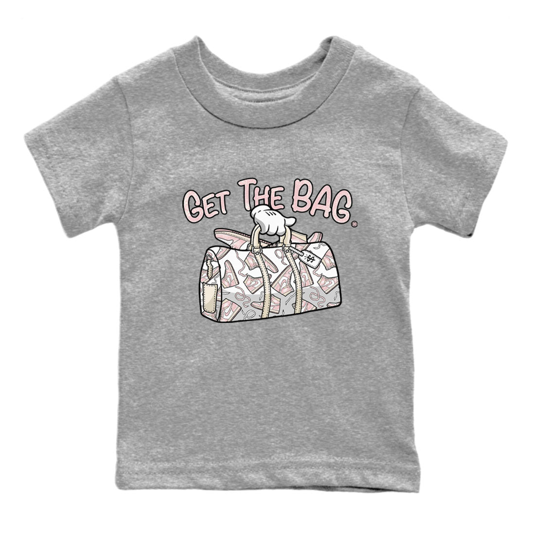 Air Jordan 1 Washed Pink Sneaker Match Tees Get The Bag Sneaker Tees Air Jordan 1 High OG WMNS Washed Pink Tees Kids Shirts Heather Grey 2