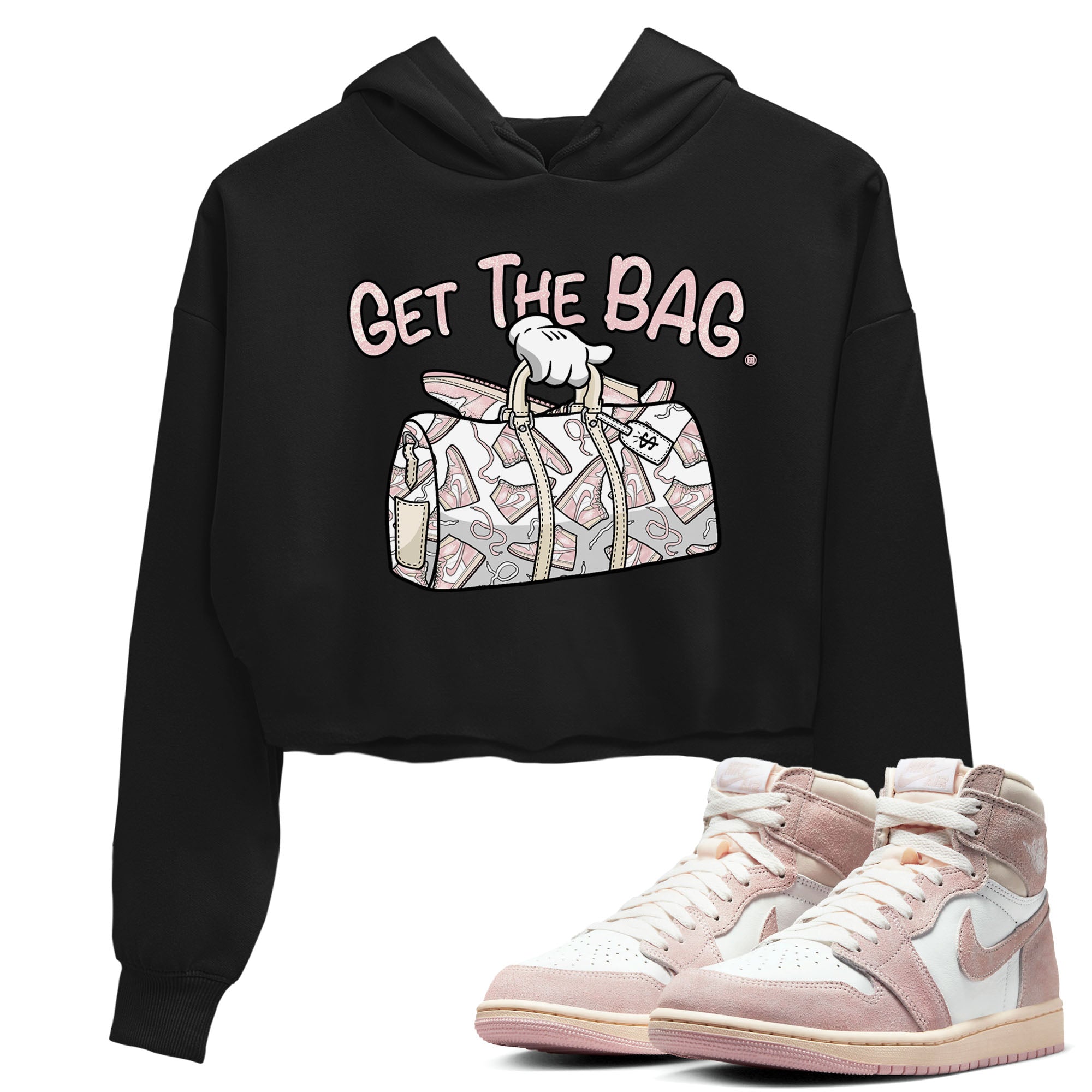 Air Jordan 1 Washed Pink Sneaker Match Tees Get The Bag Sneaker Tees Air Jordan 1 High OG WMNS Washed Pink Tees Women's Shirts Black 1