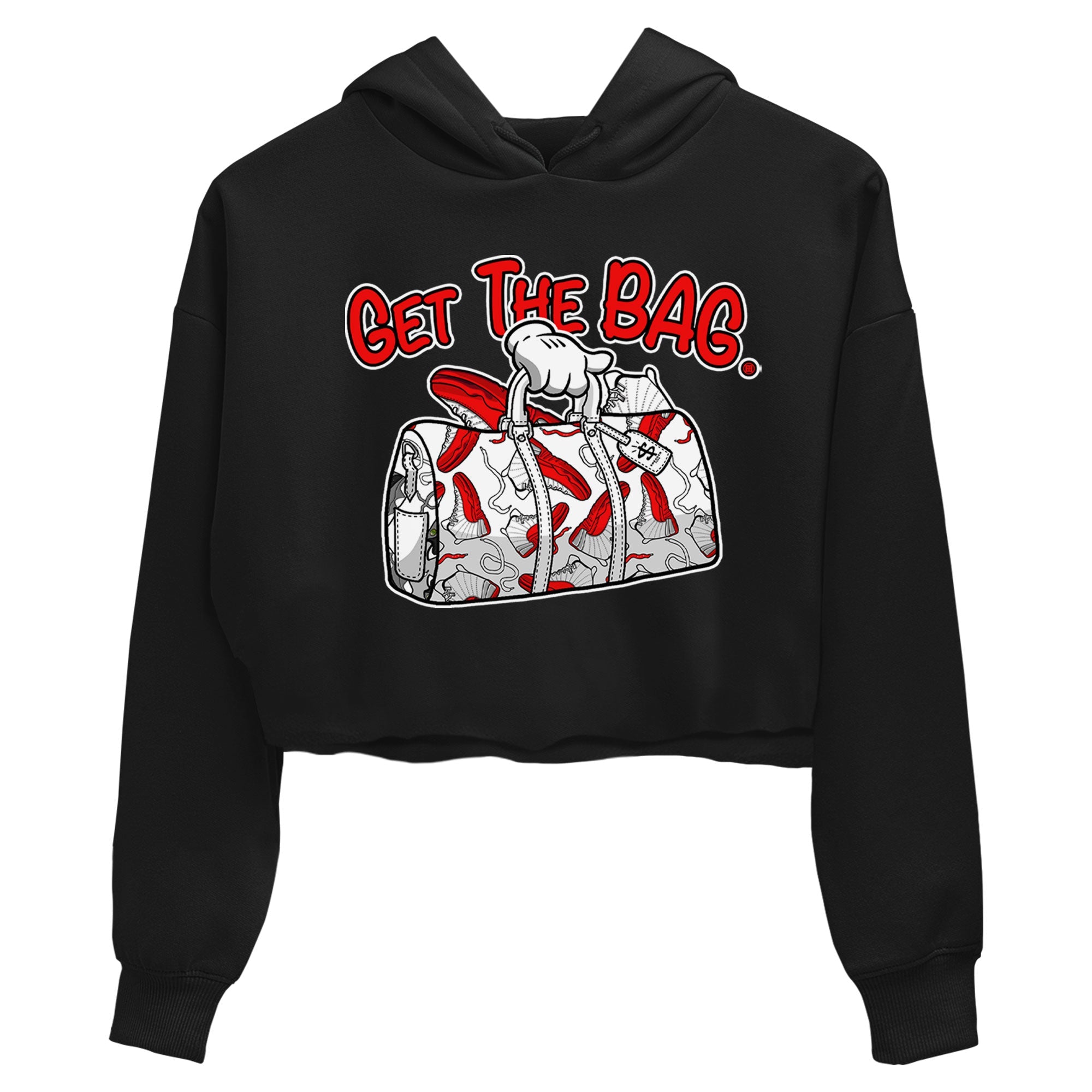 Air Jordan 12 Retro Cherry shirt to match jordans Get The Bag sneaker tees Air Jordan 12 Cherry SNRT Sneaker Release Tees Crew Neck T-ShirtBlack 2 Crop T-Shirt