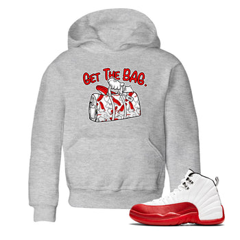Air Jordan 12 Retro Cherry shirt to match jordans Get The Bag sneaker tees Air Jordan 12 Cherry SNRT Sneaker Release Tees Crew Neck T-ShirtBaby Toddler Heather Grey 1 T-Shirt