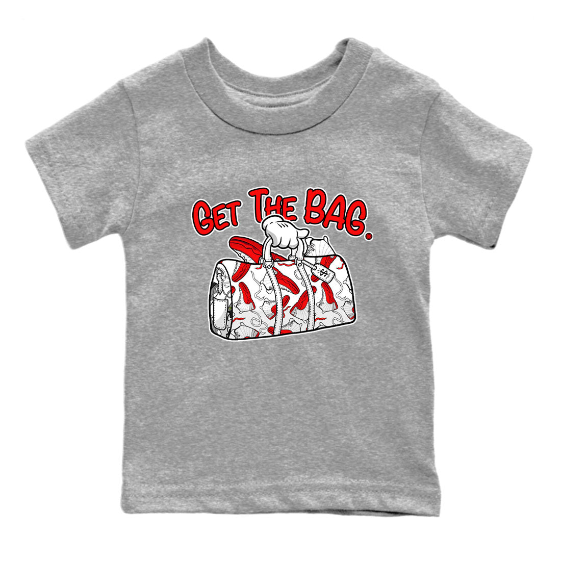 Air Jordan 12 Retro Cherry shirt to match jordans Get The Bag sneaker tees Air Jordan 12 Cherry SNRT Sneaker Release Tees Crew Neck T-ShirtBaby Toddler Heather Grey 2 T-Shirt