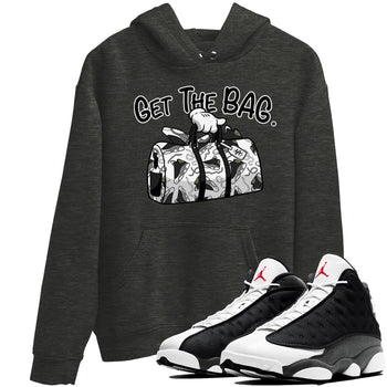 Air Jordan 13 Black Flint Sneaker Match Tees Get The Bag Sneaker Tees Air Jordan 13 Retro Black Flint Sneaker Release Tees Unisex Shirts Charcoal Heather 1